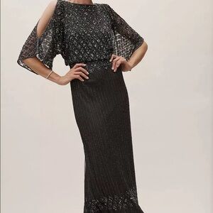 BHLDN Bathilda Dress Beaded Dark Gray Size 4 - NWT